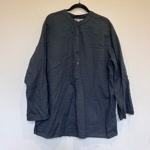 Great Northwest Clothing Co Womens 3X Tunic Top Cotton Black Roll Tab Sleeve